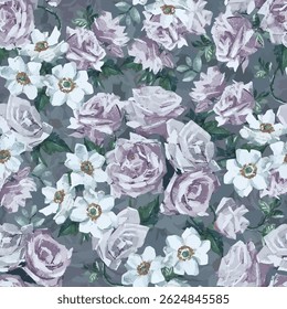 illustration of a bouquet of roses arranged in pastel color. floral background design