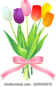 Illustration of bouquet of tulips