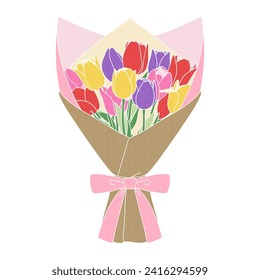Illustration of a bouquet of tulips vector