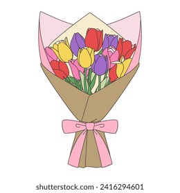Illustration of a bouquet of tulips vector