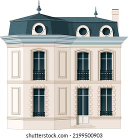 Illustration of a bourgeois building facade - hotel particulier