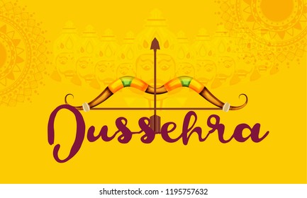 Illustration Of Bow And Arrow For Festival Of Happy Dussehra.