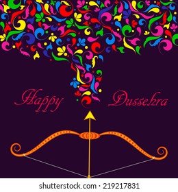 Illustration of Bow and Arrow with floral For Indian Festival Happy Dussehra