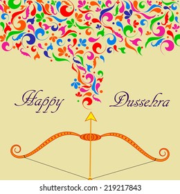 Illustration of Bow and Arrow with floral For Indian Festival Happy Dussehra