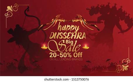 illustration of bow and arrow in Happy Dussehra festival of India 