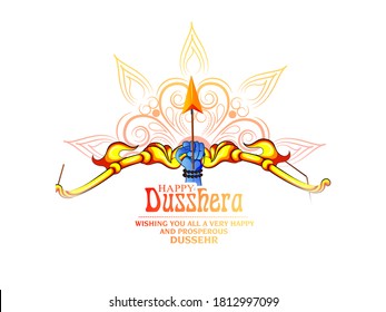 illustration of Bow and Arrow in Happy Dussehra festival of India background