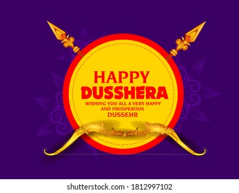 illustration of Bow and Arrow in Happy Dussehra festival of India background