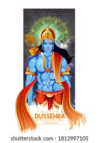 illustration of Bow and Arrow in Happy Dussehra festival of India background