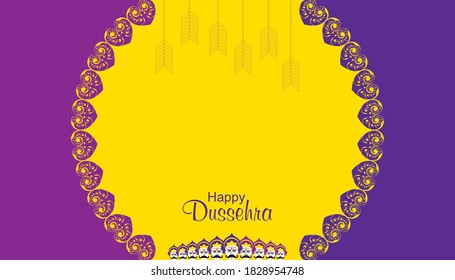 illustration of bow and arrow in Happy Dussehra festival of India background
