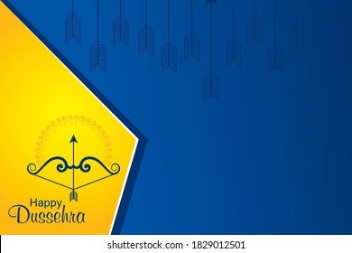 illustration of bow and arrow in Happy Dussehra festival of India background

