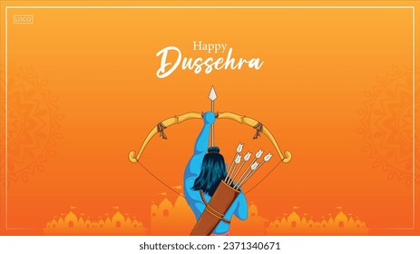 illustration of Bow and Arrow of Rama in festival of India background for Dussehra
