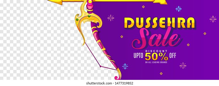 illustration of Bow and Arrow of Rama in Happy Dussehra festival of India background