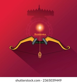 illustration of Bow and Arrow of Rama, Happy Dussehra festival of India, Lord Rama killing Ravana