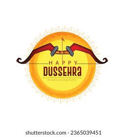 illustration of Bow and Arrow of Rama, Happy Dussehra festival of India, Lord Rama killing Ravana