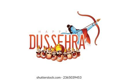 illustration of Bow and Arrow of Rama, Happy Dussehra festival of India, Lord Rama killing Ravana