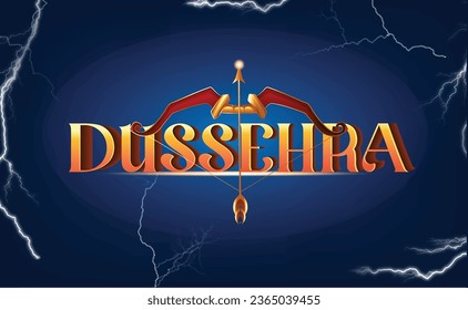 illustration of Bow and Arrow of Rama, Happy Dussehra festival of India, Lord Rama killing Ravana