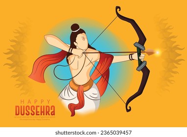 illustration of Bow and Arrow of Rama, Happy Dussehra festival of India, Lord Rama killing Ravana