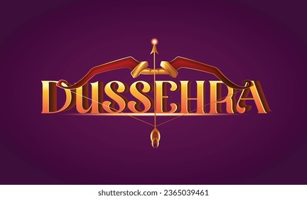 illustration of Bow and Arrow of Rama, Happy Dussehra festival of India, Lord Rama killing Ravana