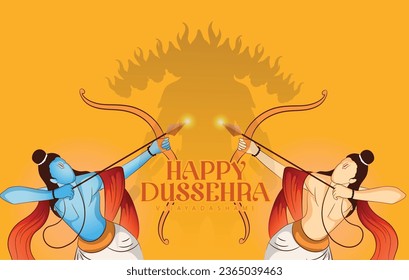 illustration of Bow and Arrow of Rama, Happy Dussehra festival of India, Lord Rama killing Ravana