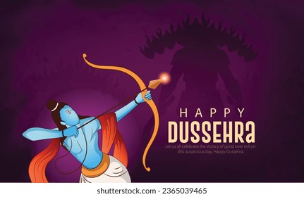 illustration of Bow and Arrow of Rama, Happy Dussehra festival of India, Lord Rama killing Ravana