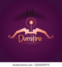 illustration of Bow and Arrow of Rama, Happy Dussehra festival of India, Lord Rama killing Ravana