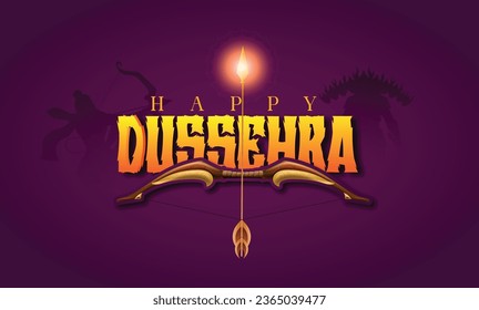 illustration of Bow and Arrow of Rama, Happy Dussehra festival of India, Lord Rama killing Ravana