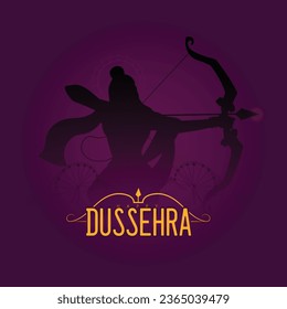 illustration of Bow and Arrow of Rama, Happy Dussehra festival of India, Lord Rama killing Ravana