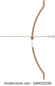 Ilustración de un arco y una flecha, arma.  