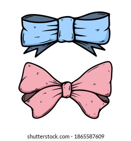 Illustration of bow knot in engraving style. Design element for poster, card, banner, sign. Vector illustration