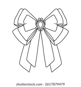 illustration of bow line art colloring book and sticker template design