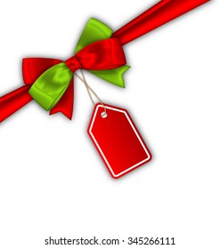 Illustration Bow Ribbon with Tag Sale, Template for Package - Vector