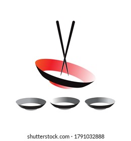 Illustration of bowl and chopsticks on white background