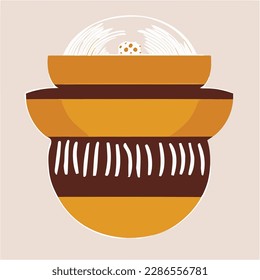 an illustration of a bowl of food on top of a plate