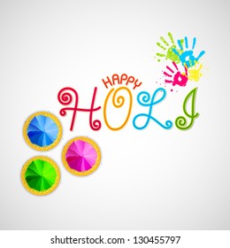 Illustration of bowl full of colorful gulal for Holi background