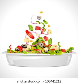 illustration of bowl full of fresh vegetable salad