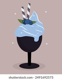 Illustration Bowl Of Ice Cream at Blueberry Taste