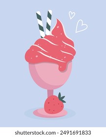 Illustration Bowl Of Ice Cream at Strawberry Taste