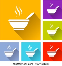 Illustration of bowl icons with long shadow