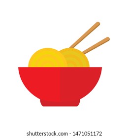 Illustration of a Bowl of Noodles with Chopsticks vector