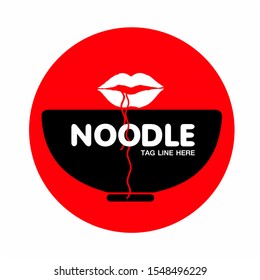 Illustration of a Bowl of Noodles vector and Red background