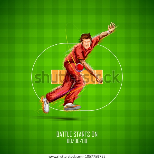 illustration of Bowler bowling in cricket\
championship\
sports