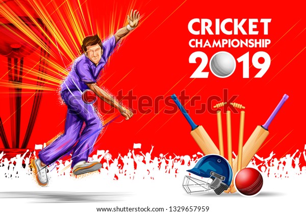 illustration of Bowler bowling in cricket
championship sports
2019