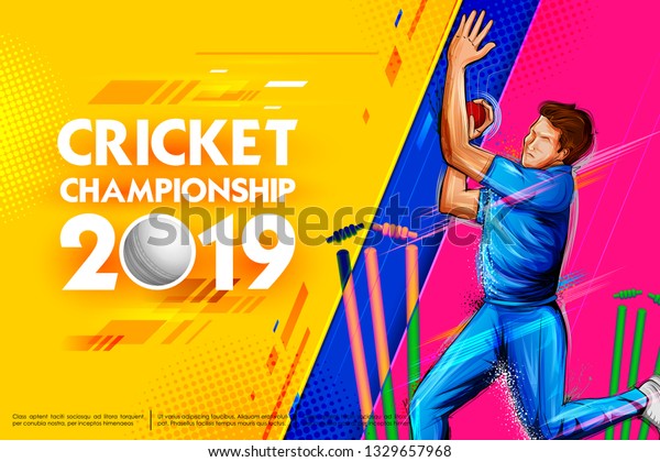 illustration of Bowler bowling in cricket\
championship sports\
2019