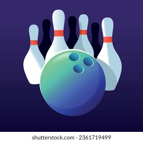 Illustration of a bowling alley with pins