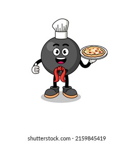 Illustration of bowling ball as an italian chef , character design