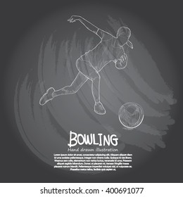 illustration of bowling. chalkboard drawing