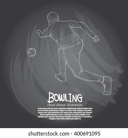 illustration of bowling. chalkboard drawing