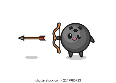 illustration of bowling character doing archery , cute design