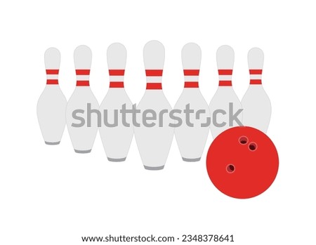 An illustration of a 'bowling' equipment object, one of the types of sports. Bowling ball and bowling pins.