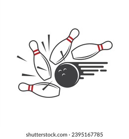 illustration of bowling, indoor sports, vector art.